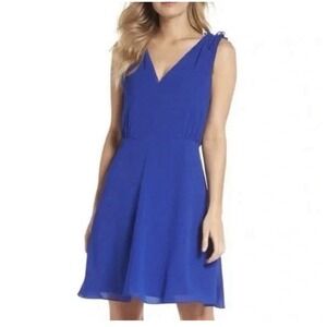 Vince Camuto NWT Royal Blue Fit & Flare Sleeveless Dress V Neck Pull Over Sz8/M